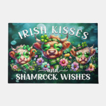 St Patrick's Day Highland Koe Irish Doormat