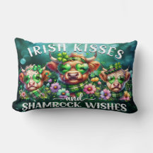 St. Patrick's Day Highland Koe Lumbar Pillow