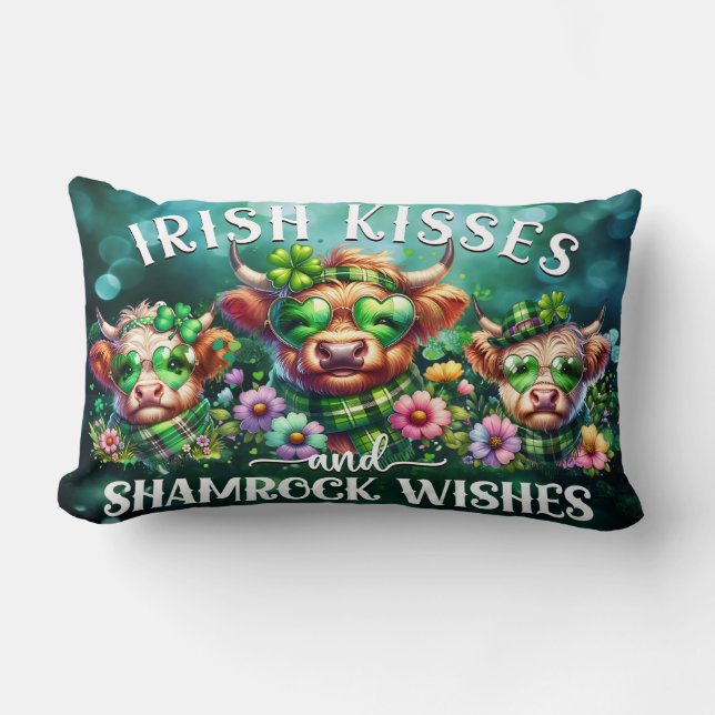 St. Patrick's Day Highland Koe Lumbar Pillow Kussen (Voorkant)