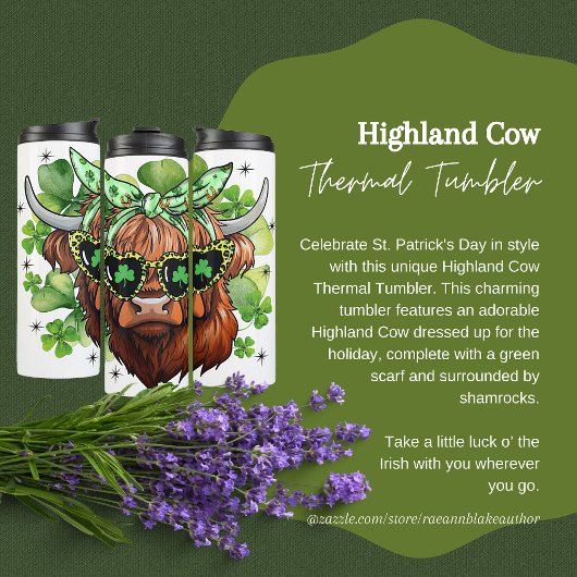 St. Patrick's Day Highland Koe Thermische Tumbler Thermosbeker