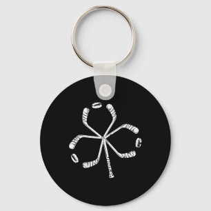 St Patricks Day Hockey Shamrock  Stick Sain Sleutelhanger