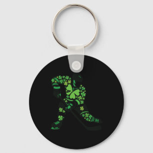 St Patricks Day Hockey Speler - Shamrock Spirit Sp Sleutelhanger