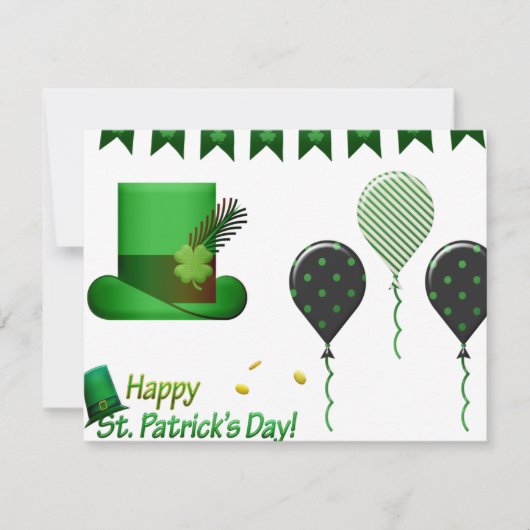 St Patricks' Day Hoed en Ballonnen  Kaart (Voorkant)