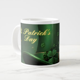 St. Patrick's Day-hoed en shamrock-ontwerp Grote Koffiekop