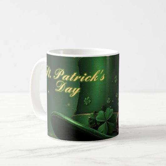 St. Patrick's Day-hoed en shamrock-ontwerp Koffiemok (Voorkant links)