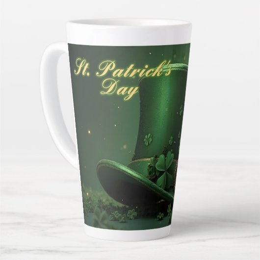 St. Patrick's Day-hoed en shamrock-ontwerp Latte Mok (Linkerhoek)