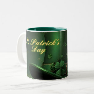 St. Patrick's Day-hoed en shamrock-ontwerp Tweekleurige Koffiemok