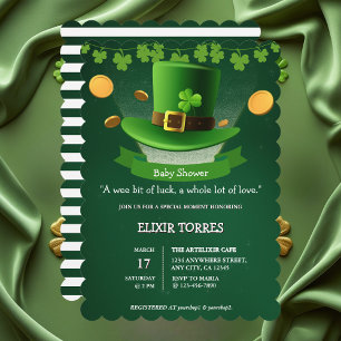 St. Patrick's Day Hoed Klaverblad Goud Babyfeestje Kaart