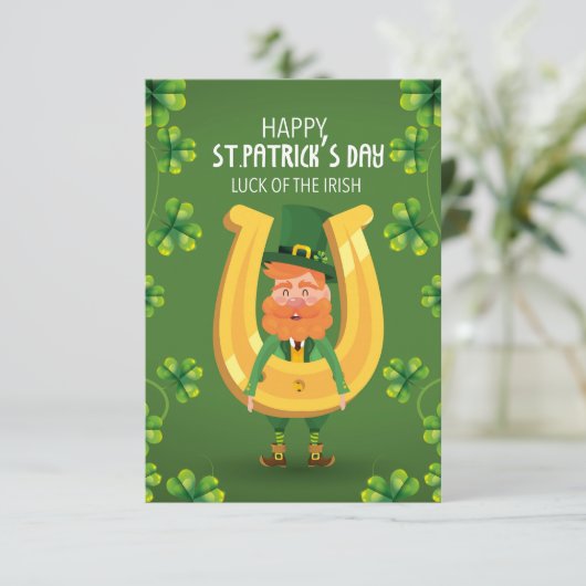 St.Patrick's Day Hoefijzer Funny Greeting Kaart (Staand voorkant)
