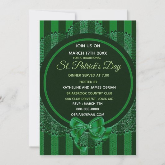 St. Patrick's Day Holiday Dinner Party Invitation Kaart (Voorkant)