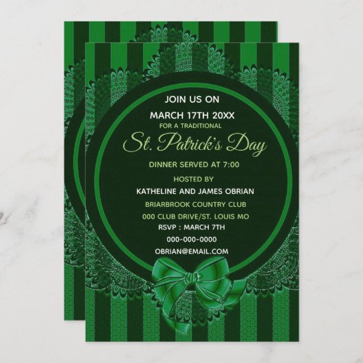 St. Patrick's Day Holiday Dinner Party Invitation Kaart (Voorkant / Achterkant)