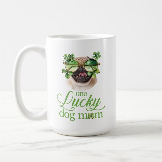 St Patrick's Day Hond Mam Custom Foto Grappig Koffiemok (Links)