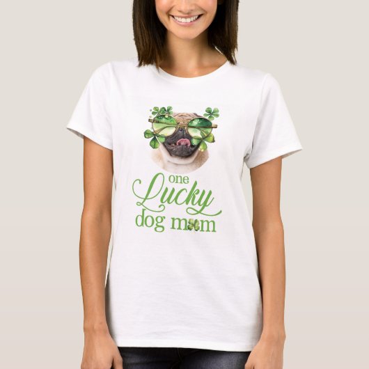 St Patrick's Day Hond Mam Custom Foto Grappig T-shirt (Voorkant)