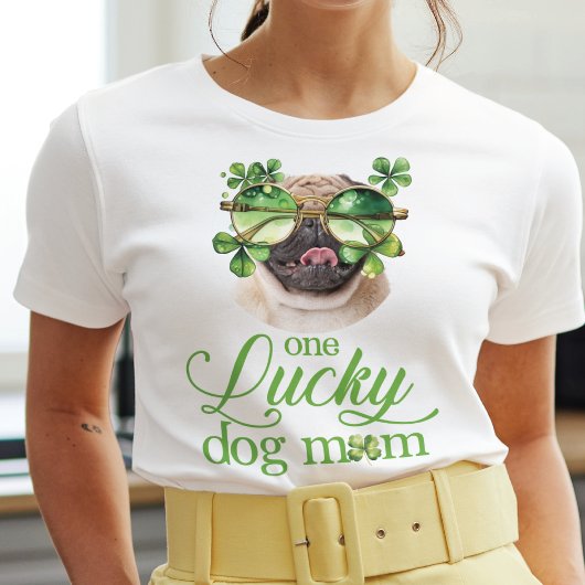 St Patrick's Day Hond Mam Custom Foto Grappig T-shirt