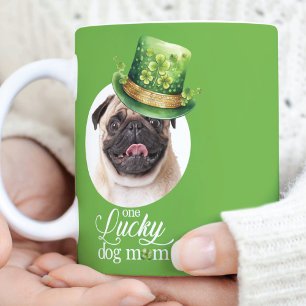 St Patrick's Day Hond Mam Custom Foto Koffiemok