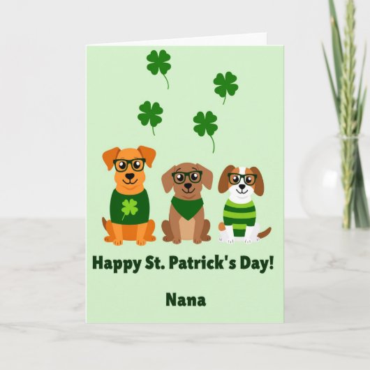 St. Patricks Day Honden Nana Kaart (Voorkant)
