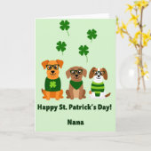 St. Patricks Day Honden Nana Kaart (Gele Bloem)