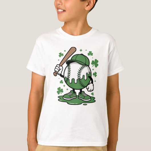 St. Patrick's Day Honkbal Ijsje Kind  T-shirt (Voorkant)