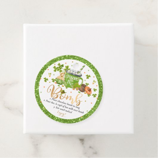 St Patrick's Day Hot Chocolate Bomb Lucky Bomb Bedankjes Labels (In situ)