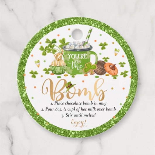 St Patrick's Day Hot Chocolate Bomb Lucky Bomb Bedankjes Labels (Voorkant)