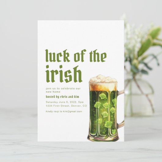 St. Patrick's Day Housewarming Party Uitnodiging (Staand voorkant)