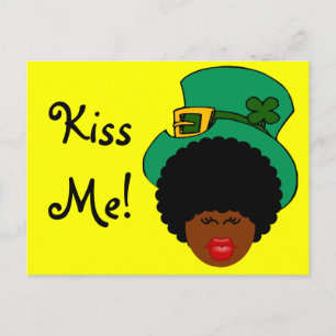 St. Patrick's Day Humor: Kus me. Ik ben zwart Iers Briefkaart