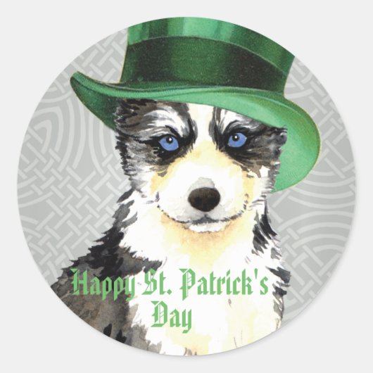 St. Patrick's Day Husky Ronde Sticker (Voorkant)