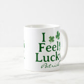 St. Patrick's Day I Feel Lucky Green Shamrock Trio Koffiemok (Voorkant rechts)