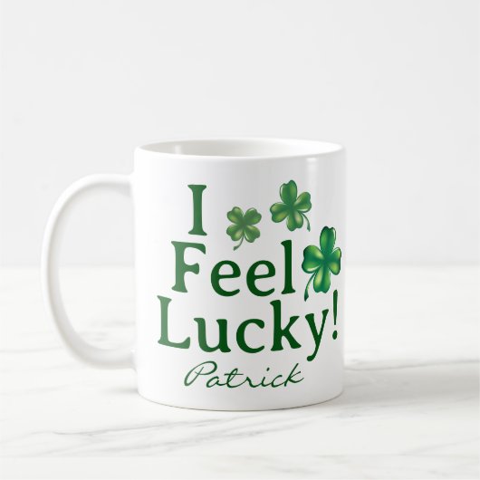 St. Patrick's Day I Feel Lucky Green Shamrock Trio Koffiemok (Links)