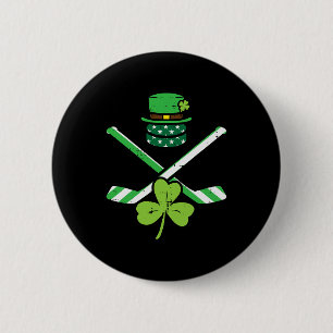 St Patricks Day Ice Hockey Saint Pattys Irish Mann Ronde Button 5,7 Cm