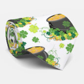 St. Patrick's Day Ierland Groen Klaver Leprechaun Stropdas (Opgerold)