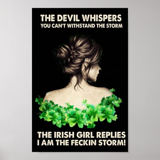 st patricks day ierland Irish Girl Reply shamrock Poster (Voorkant)