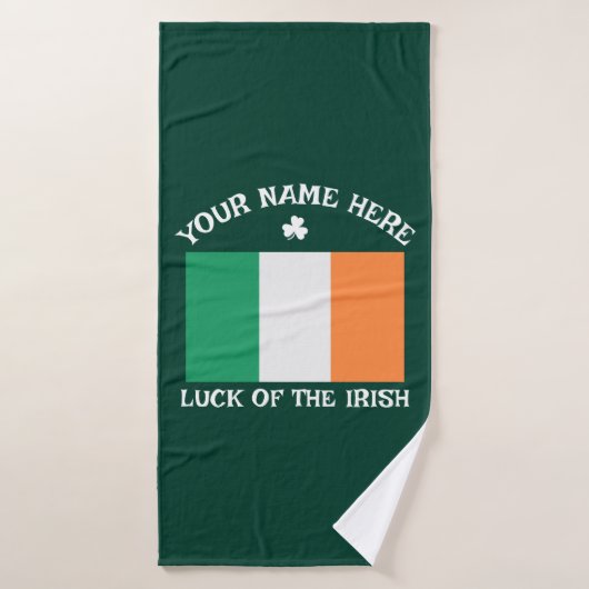 St. Patrick's Day Ierland Vlag Aangepaste Naam Sha Badhanddoek (Badhanddoek)