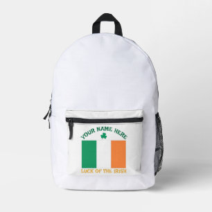 St. Patrick's Day Ierland Vlag Aangepaste Naam Sha Bedrukte Rugzak