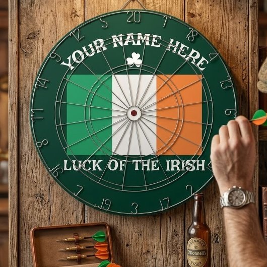 St. Patrick's Day Ierland Vlag Aangepaste Naam Sha Dartbord