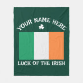 St. Patrick's Day Ierland Vlag Aangepaste Naam Sha Fleece Deken (Voorkant)