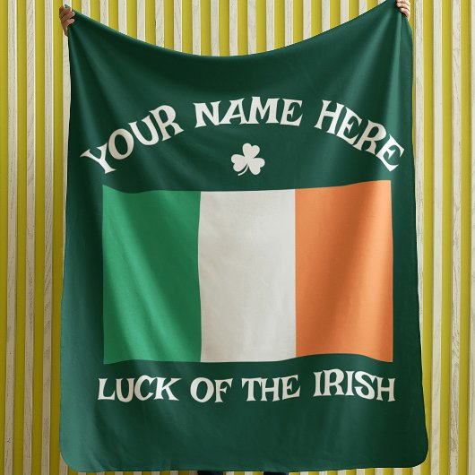 St. Patrick's Day Ierland Vlag Aangepaste Naam Sha Fleece Deken