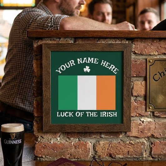 St. Patrick's Day Ierland Vlag Aangepaste Naam Sha Foto Afdruk