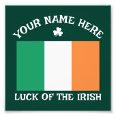 St. Patrick's Day Ierland Vlag Aangepaste Naam Sha Foto Afdruk (Voorkant)
