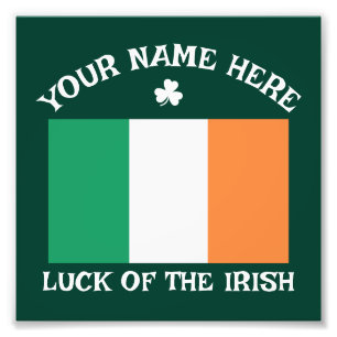 St. Patrick's Day Ierland Vlag Aangepaste Naam Sha Foto Afdruk