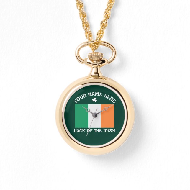 St. Patrick's Day Ierland Vlag Aangepaste Naam Sha Horloge (Voorkant)