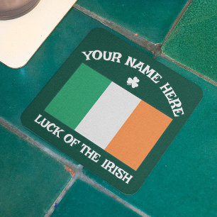 St. Patrick's Day Ierland Vlag Aangepaste Naam Sha Kartonnen Onderzetters
