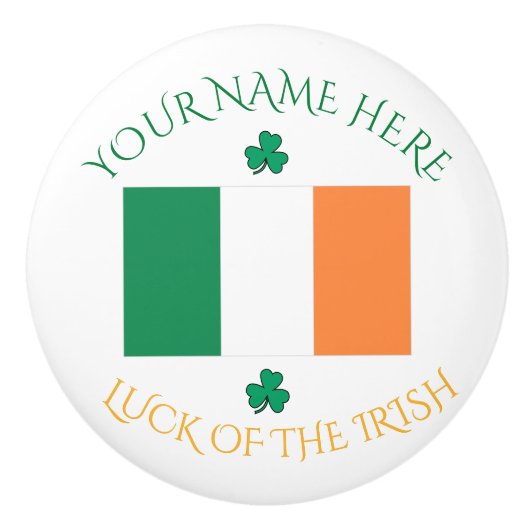 St. Patrick's Day Ierland Vlag Aangepaste Naam Sha Keramische Knop (Voorkant)