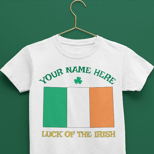 St. Patrick's Day Ierland Vlag Aangepaste Naam Sha Kinder Shirts