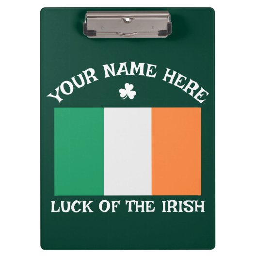 St. Patrick's Day Ierland Vlag Aangepaste Naam Sha Klembord (Voorkant)