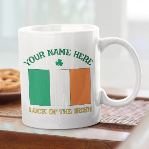 St. Patrick's Day Ierland Vlag Aangepaste Naam Sha Koffiemok