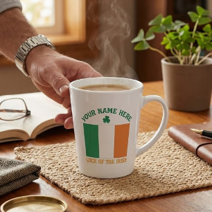 St. Patrick's Day Ierland Vlag Aangepaste Naam Sha Latte Mok
