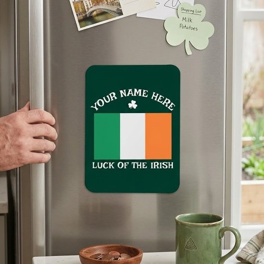 St. Patrick's Day Ierland Vlag Aangepaste Naam Sha Magneet