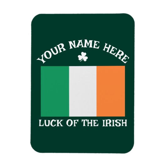 St. Patrick's Day Ierland Vlag Aangepaste Naam Sha Magneet (Verticaal)
