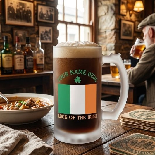 St. Patrick's Day Ierland Vlag Aangepaste Naam Sha Matglas Bierpul